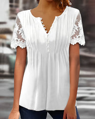 Enfärgad spetstopp med korta ärmar