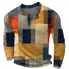 Bomullströja med grafiskt färgpatchwork för män