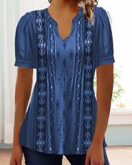 Casual kort ärm blus med tryck