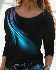 Topp med Rund Hals och Tryck