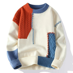 Varma Turtleneck Snygga Patchwork-tröjor för män
