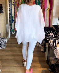 3/4-ärm enfärgad oregelbunden topp