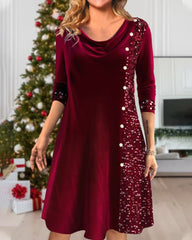 Elegant långärmad klänning med paljetter