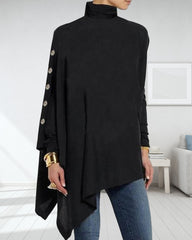 Oregelbunden turtleneck-topp med långa ärmar