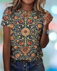 T-shirt med rund hals i retrotryck