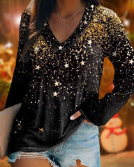 Långärmad topp med stjärntryck