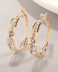 Hoop-örhängen med infattade rhinestones