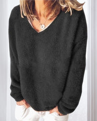 Enfärgad Långärmad V-ringad Tröja