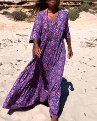 Lös 3/4-ärmad klänning