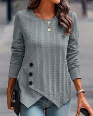 Långärmad topp med rund hals och knappar