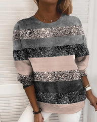 Randig tröja med rund hals