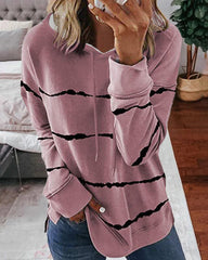 Luvtröja med Randigt Tryck