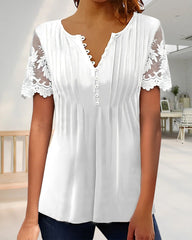 Enfärgad spetstopp med korta ärmar