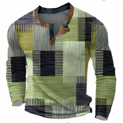 Bomullströja med grafiskt färgpatchwork för män