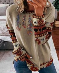 U-ringad Tröja med Vintage Tryck