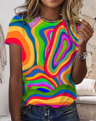 Casual t-shirt i färgglatt tryck