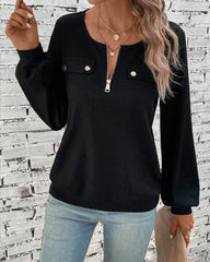 Långärmad topp med dragkedja