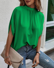 Modetryck Blus med slitsade ärmar