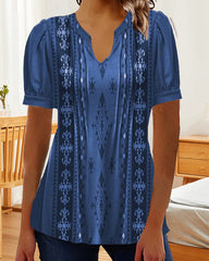 Casual kort ärm blus med tryck