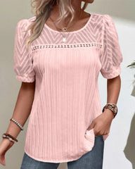 Puffärm T-shirt med rund hals