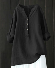 V-ringad enfärgad långärmad skjorta