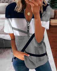 Kort ärm t-shirt med tryck och dragkedja