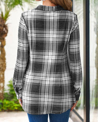 Rutig Blus med 3/4-ärm