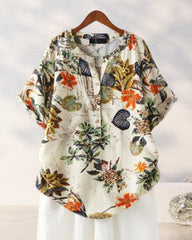 V-ringad T-shirt med tryck