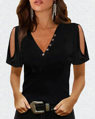 V-ringad kortärmad skjorta