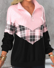 Ljusrosa tröja med stativkrage och dragkedja