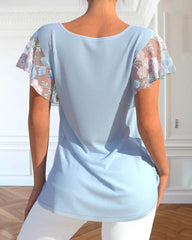 Blommönster spets T-shirt