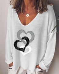 Långärmad Topp med Hjärttryck