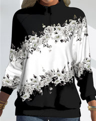 Blommönstertryckt topp med hög hals