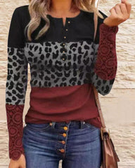 Panelad långärmad topp