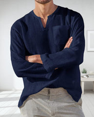 Långärmad V-ringad fritidsskjorta