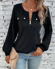 Långärmad topp med dragkedja