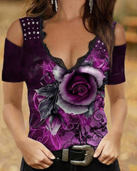 Chic Blommig Tryckt Blus