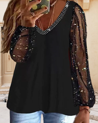 Plus size topp i enfärgad med meshärmar