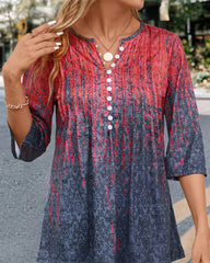 Ombre tryckt blus med knappar