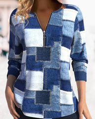 Topp med dragkedja i färgblock