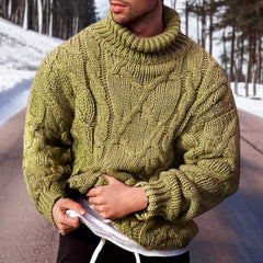 Bomullsvärmande smal passform turtleneck-tröja för män