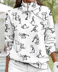 Sweatshirt med enkel yrckningstryck och dragkedja