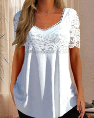 Vit kortärmad topp med spets