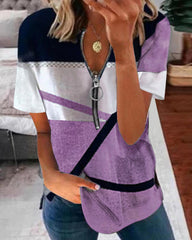 Kort ärm t-shirt med tryck och dragkedja