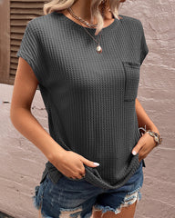 Våffelstickad t-shirt med fickor