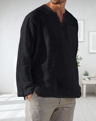 Långärmad V-ringad fritidsskjorta