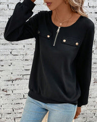 Långärmad topp med dragkedja