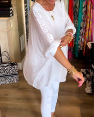 3/4-ärm enfärgad oregelbunden topp