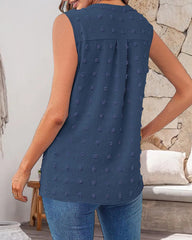 Jacquard V-ringad ärmlös avslappnad topp