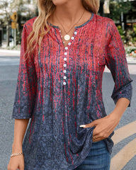 Ombre tryckt blus med knappar